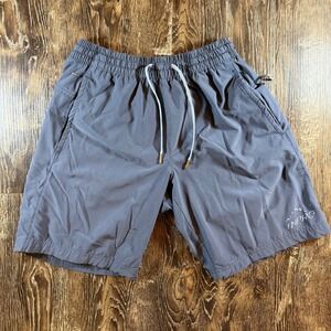 INPRO Mens Quick Dry Athletic Shorts Grey Elastic Waist Drawstring Size Small